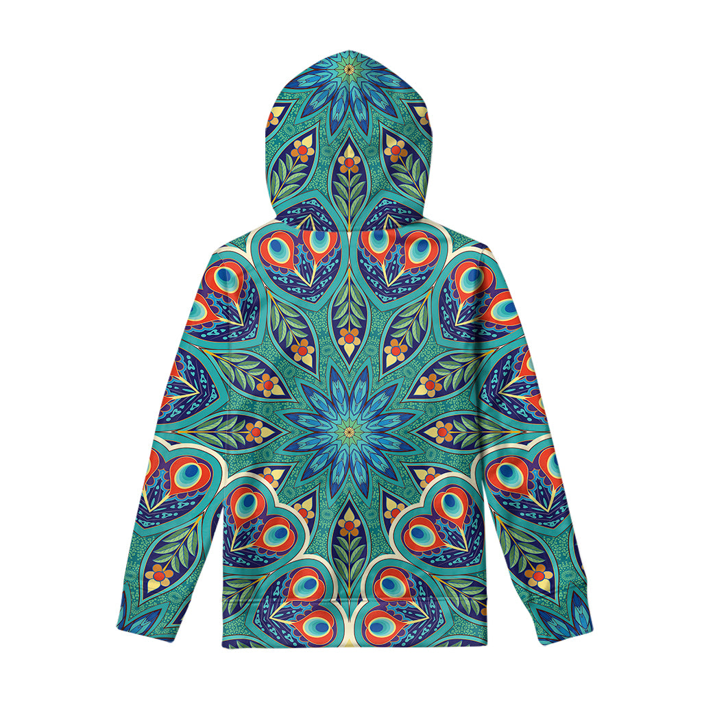 Peacock Feather Floral Pattern Print Pullover Hoodie