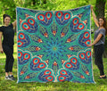 Peacock Feather Floral Pattern Print Quilt