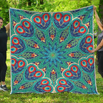 Peacock Feather Floral Pattern Print Quilt