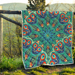 Peacock Feather Floral Pattern Print Quilt
