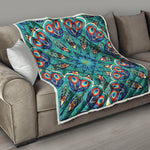 Peacock Feather Floral Pattern Print Quilt