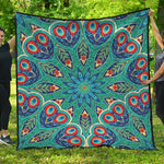 Peacock Feather Floral Pattern Print Quilt