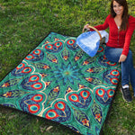 Peacock Feather Floral Pattern Print Quilt