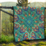 Peacock Feather Floral Pattern Print Quilt