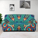 Peacock Feather Floral Pattern Print Sofa Cover