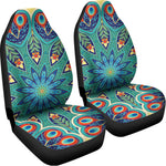 Peacock Feather Floral Pattern Print Universal Fit Car Seat Covers