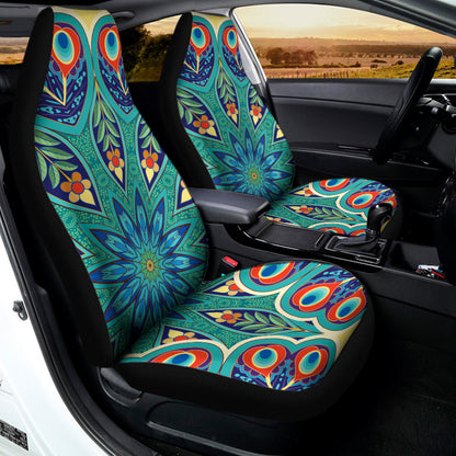 Peacock Feather Floral Pattern Print Universal Fit Car Seat Covers