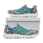 Peacock Feather Floral Pattern Print White Sneakers