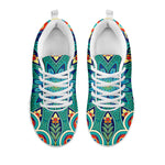 Peacock Feather Floral Pattern Print White Sneakers