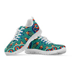 Peacock Feather Floral Pattern Print White Sneakers