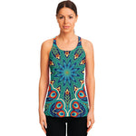 Peacock Feather Floral Pattern Print Women's Racerback Tank Top