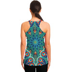 Peacock Feather Floral Pattern Print Women's Racerback Tank Top