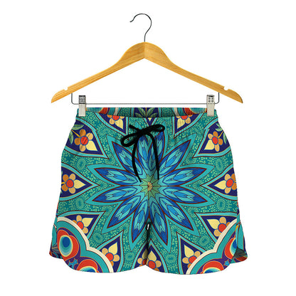 Peacock Feather Floral Pattern Print Women's Shorts