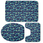 Peacock Feather Pattern Print 3 Piece Bath Mat Set