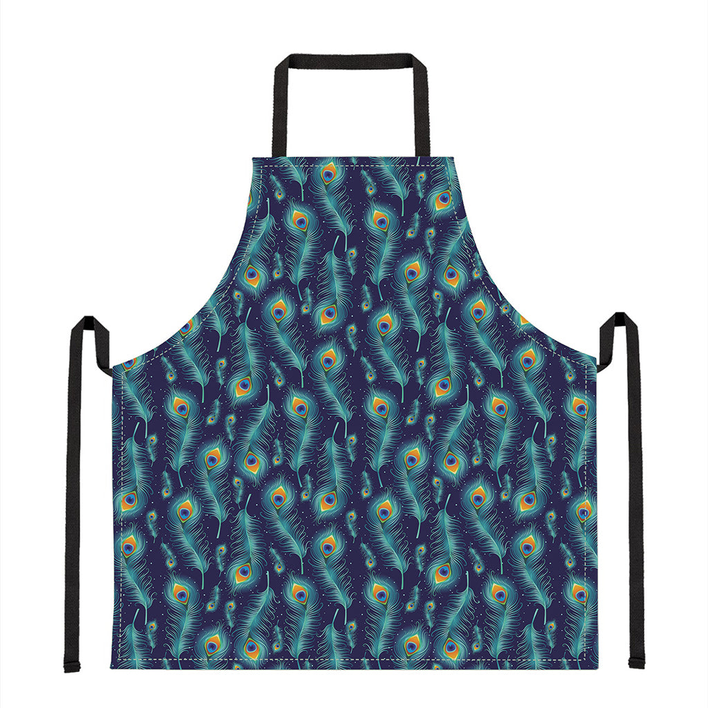 Peacock Feather Pattern Print Apron