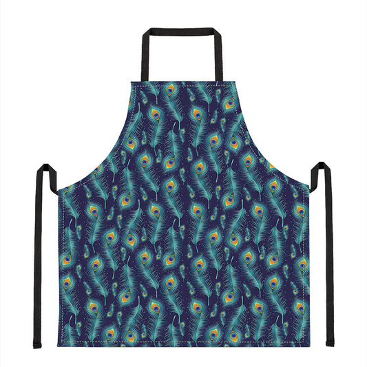 Peacock Feather Pattern Print Apron