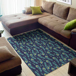 Peacock Feather Pattern Print Area Rug