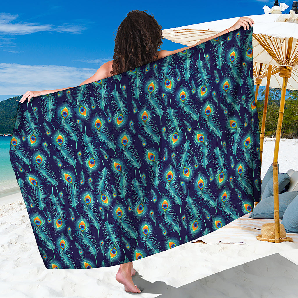 Peacock Feather Pattern Print Beach Sarong Wrap