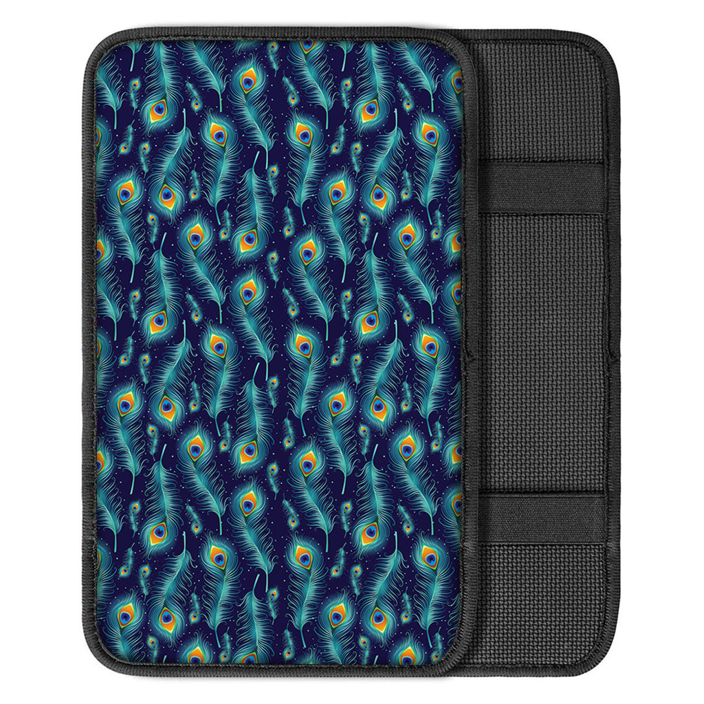 Peacock Feather Pattern Print Car Center Console Cover