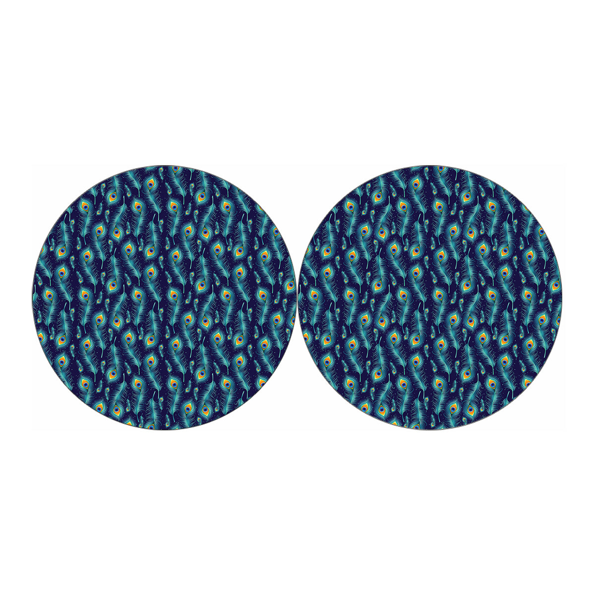 Peacock Feather Pattern Print Car Coasters