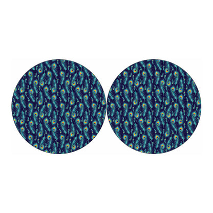 Peacock Feather Pattern Print Car Coasters