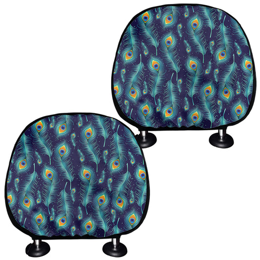 Peacock Feather Pattern Print Car Headrest Covers