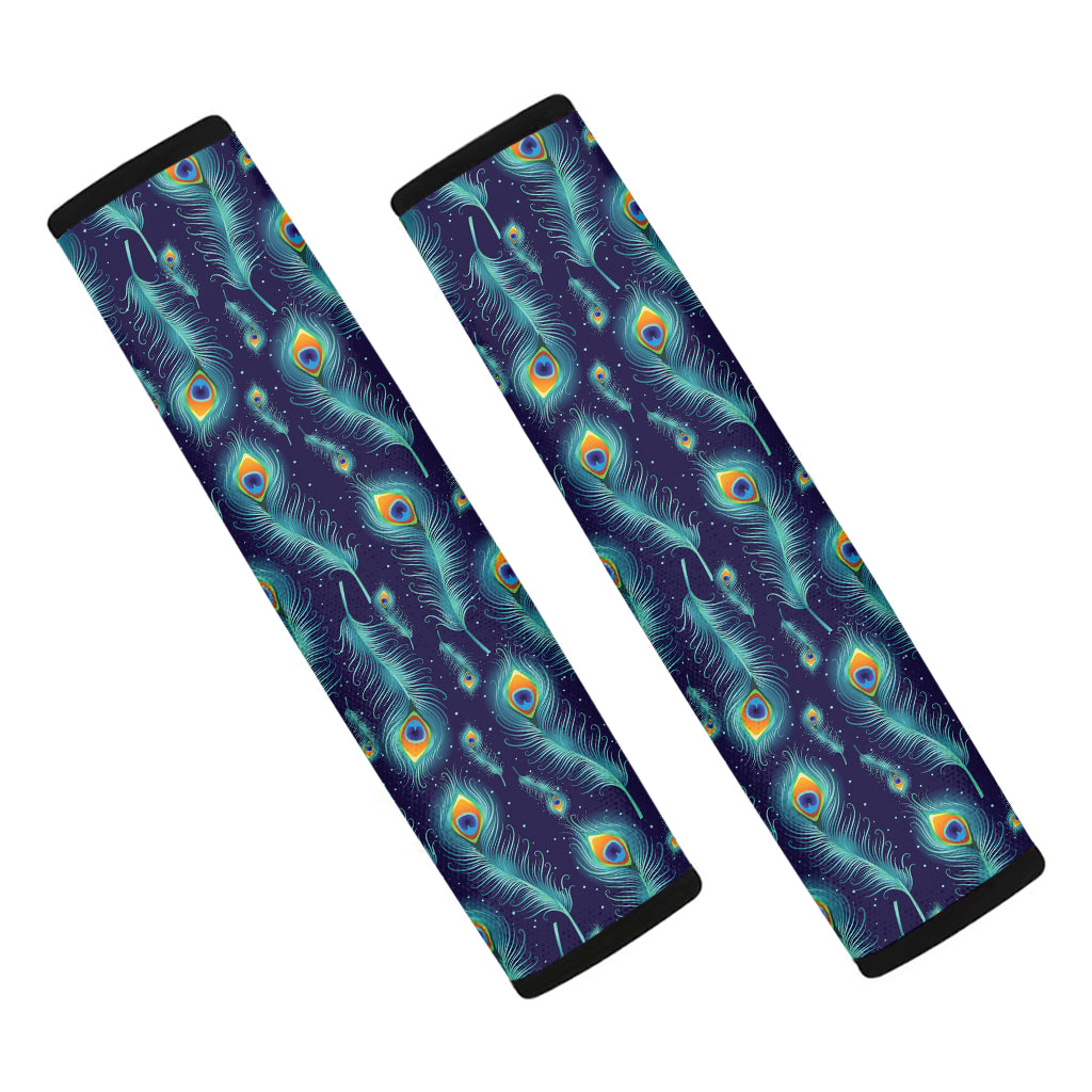 Peacock Feather Pattern Print Car Seat Belt Covers