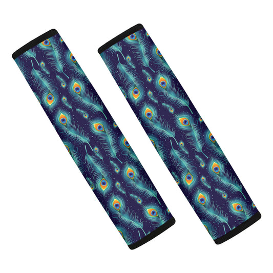 Peacock Feather Pattern Print Car Seat Belt Covers