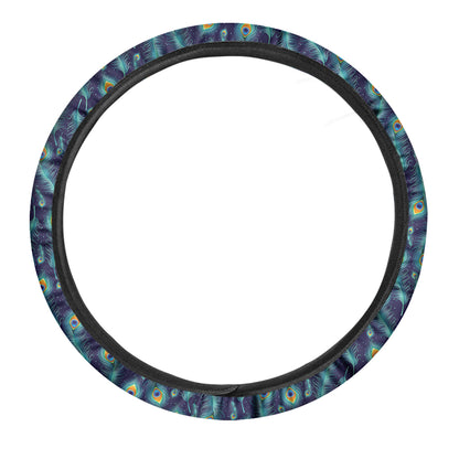 Peacock Feather Pattern Print Car Steering Wheel Cover