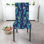 Peacock Feather Pattern Print Dining Chair Slipcover