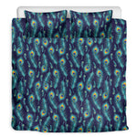 Peacock Feather Pattern Print Duvet Cover Bedding Set