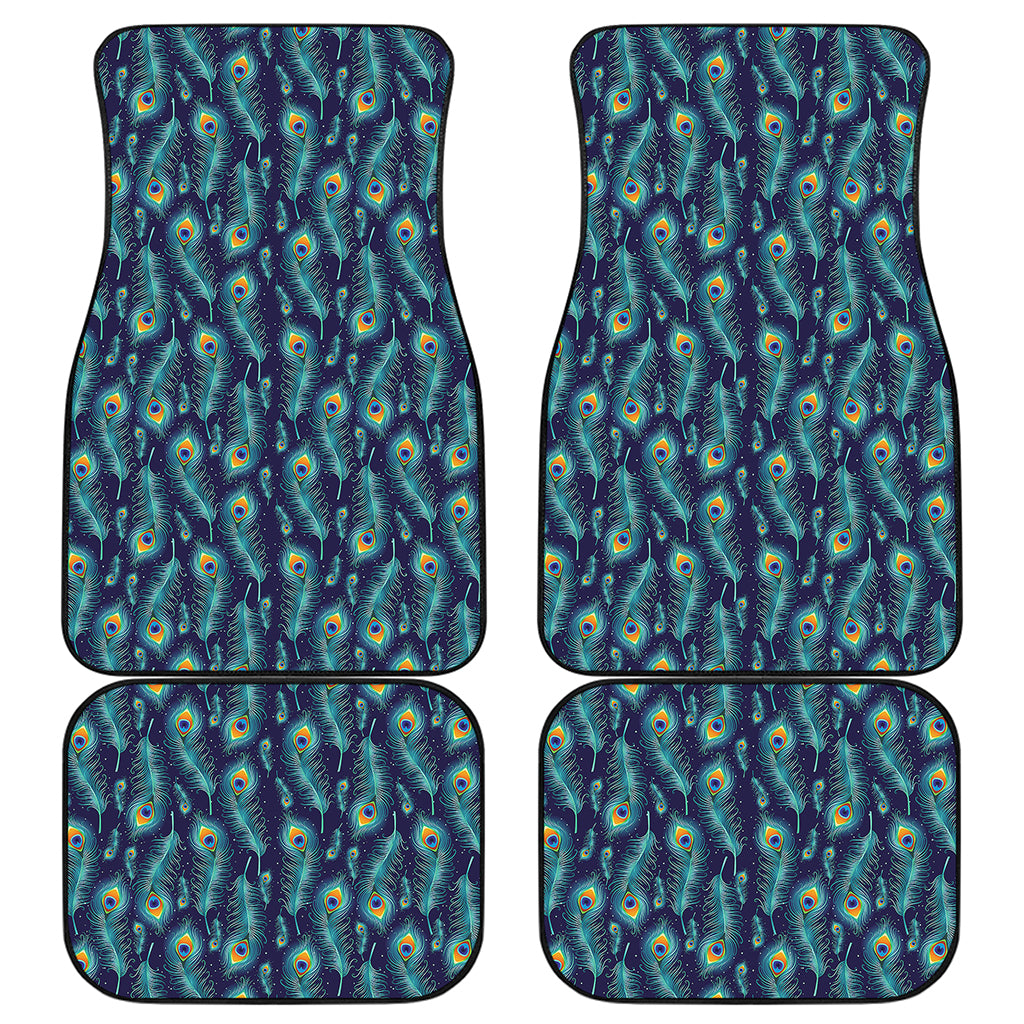 Peacock Feather Pattern Print Front and Back Car Floor Mats