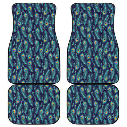 Peacock Feather Pattern Print Front and Back Car Floor Mats