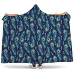 Peacock Feather Pattern Print Hooded Blanket