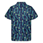 Peacock Feather Pattern Print Men's Short Sleeve Shirt