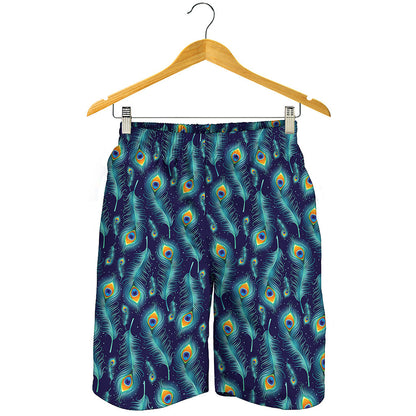 Peacock Feather Pattern Print Men's Shorts