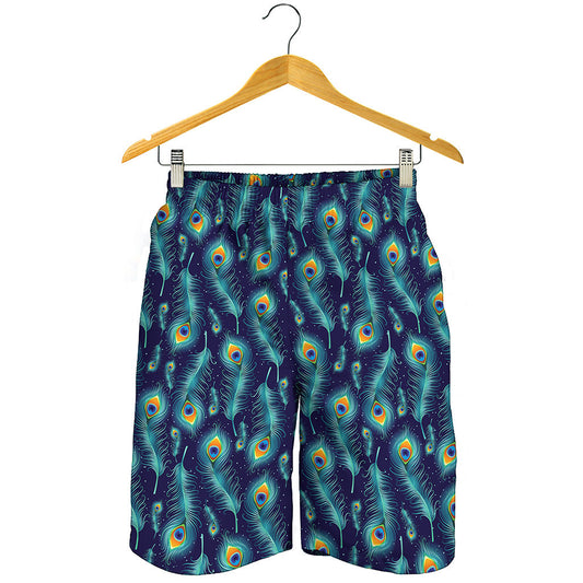 Peacock Feather Pattern Print Men's Shorts