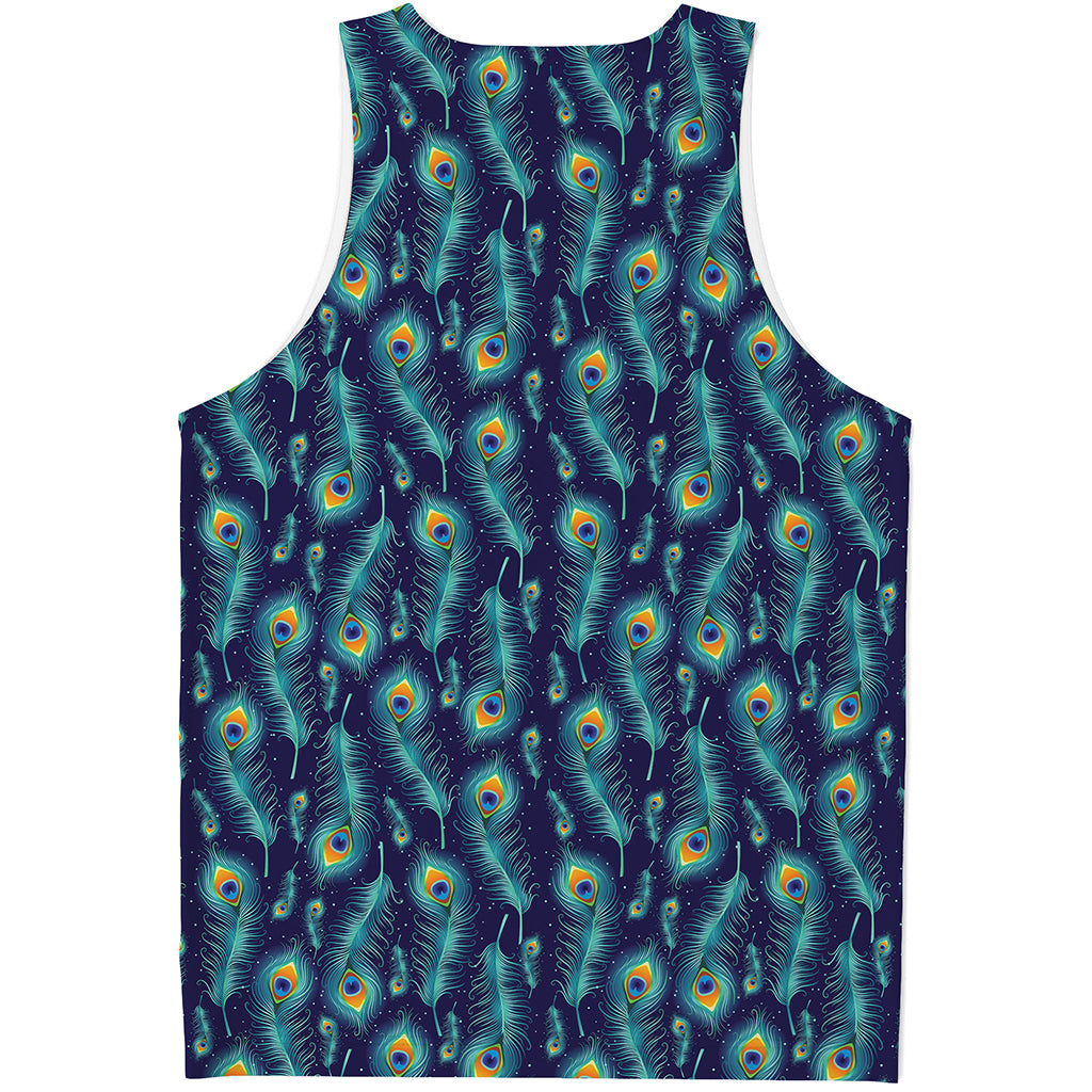 Peacock Feather Pattern Print Men's Tank Top
