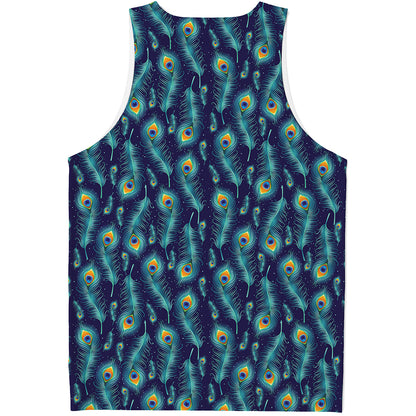 Peacock Feather Pattern Print Men's Tank Top