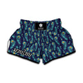 Peacock Feather Pattern Print Muay Thai Boxing Shorts