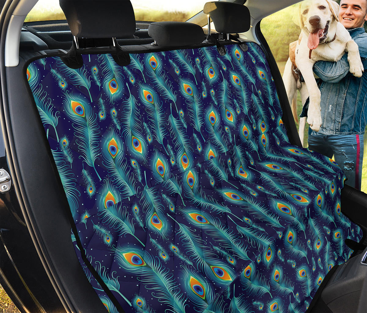 Peacock Feather Pattern Print Pet Car Back Seat Cover