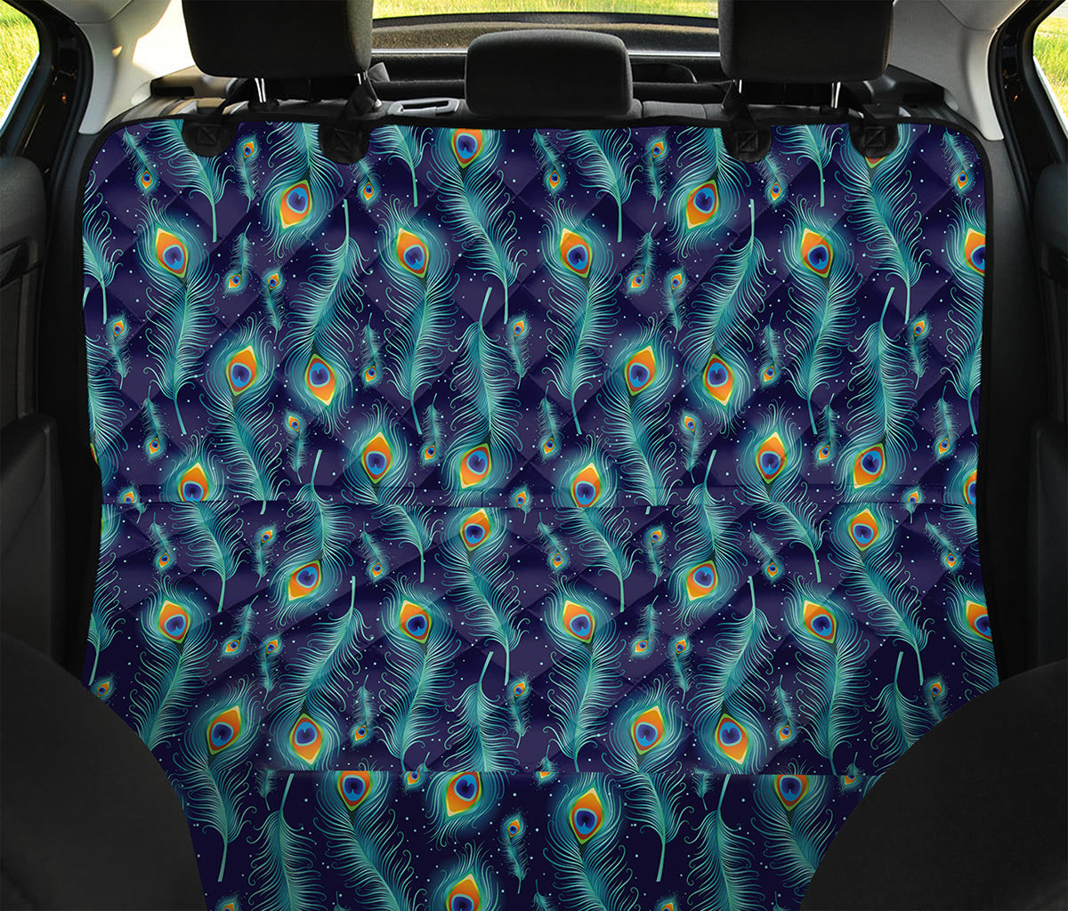 Peacock Feather Pattern Print Pet Car Back Seat Cover