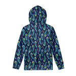 Peacock Feather Pattern Print Pullover Hoodie