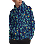 Peacock Feather Pattern Print Pullover Hoodie