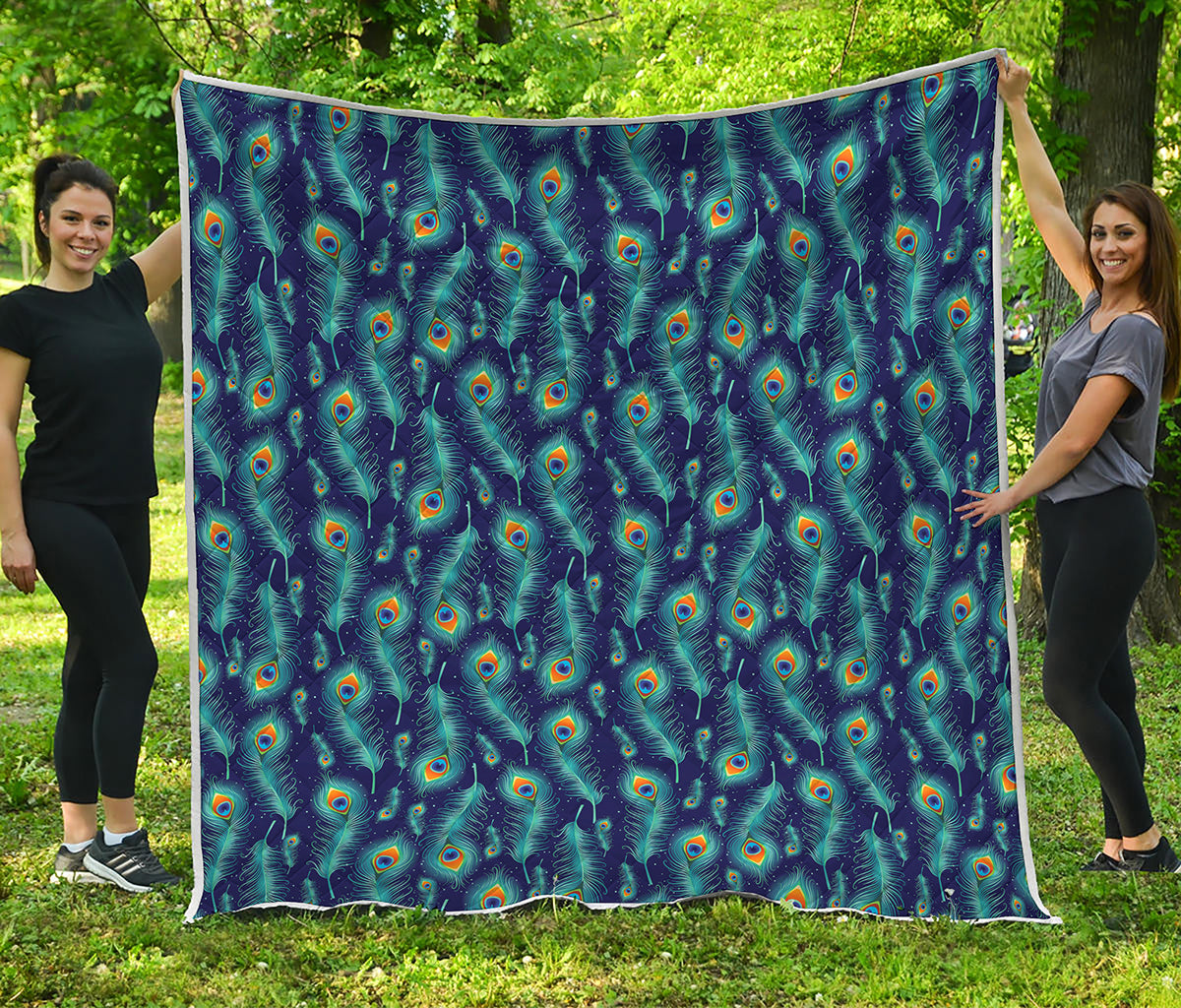 Peacock Feather Pattern Print Quilt