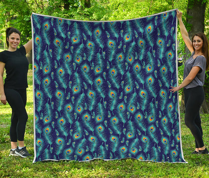 Peacock Feather Pattern Print Quilt