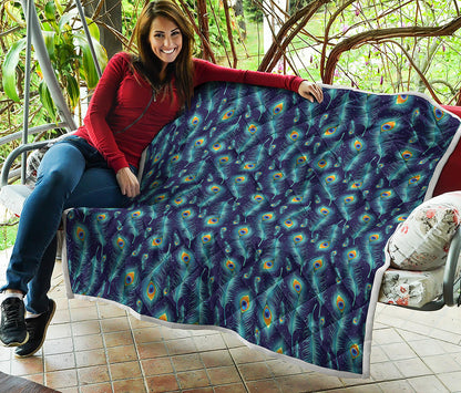Peacock Feather Pattern Print Quilt