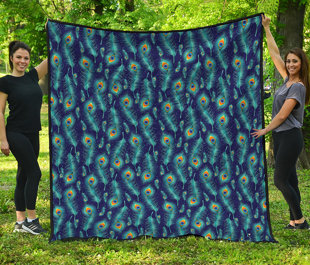 Peacock Feather Pattern Print Quilt