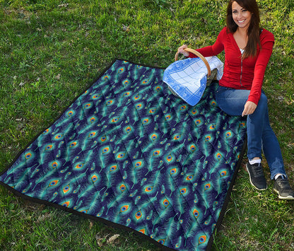 Peacock Feather Pattern Print Quilt
