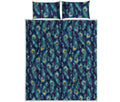 Peacock Feather Pattern Print Quilt Bed Set